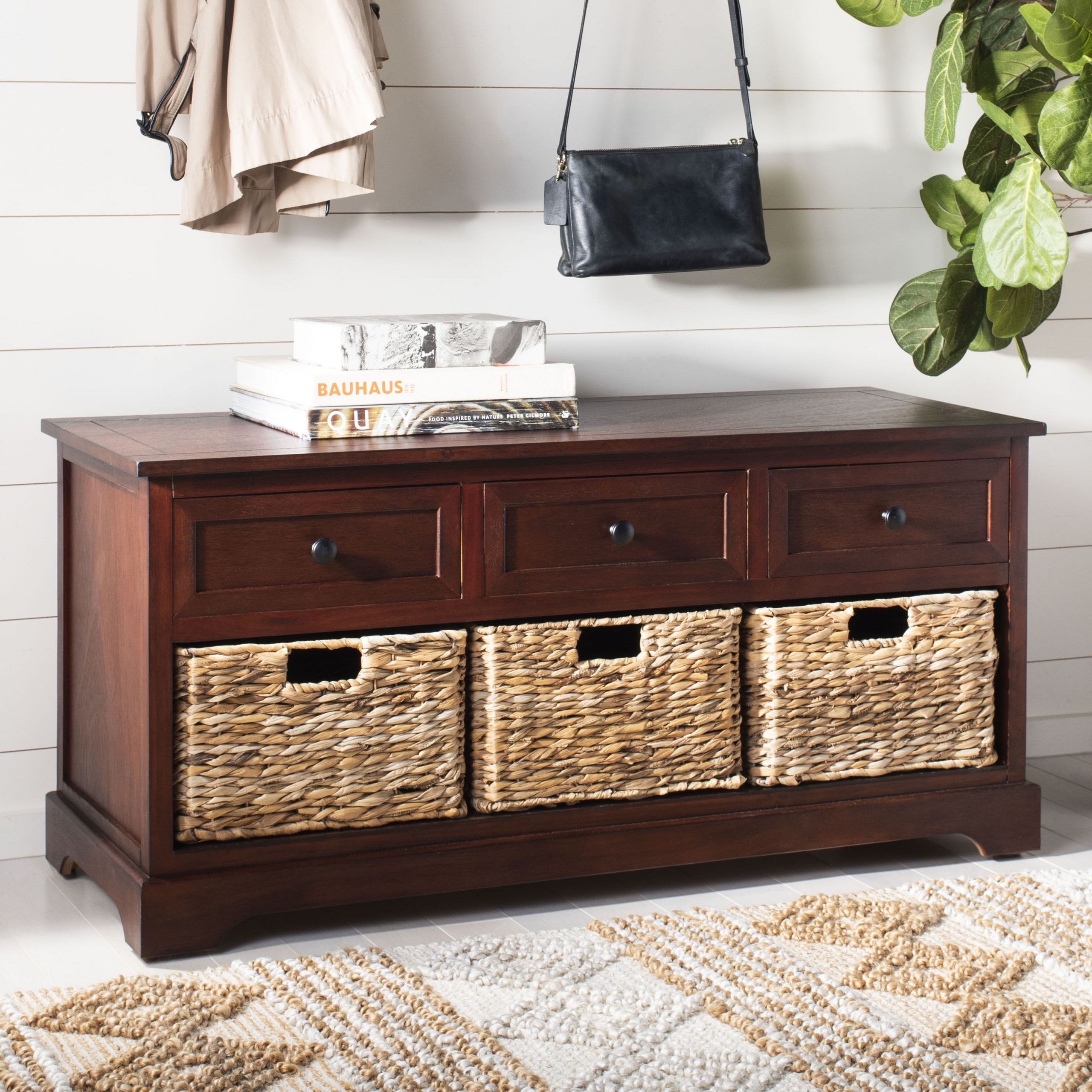 Safavieh Damien Storage Bench
 Safavieh Damien Storage Bench with 3 Wicker Baskets and 3