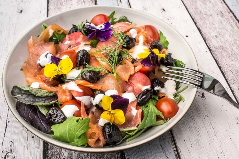 Salad With Smoked Salmon
 23 Edible flower recipes that are almost too pretty to eat