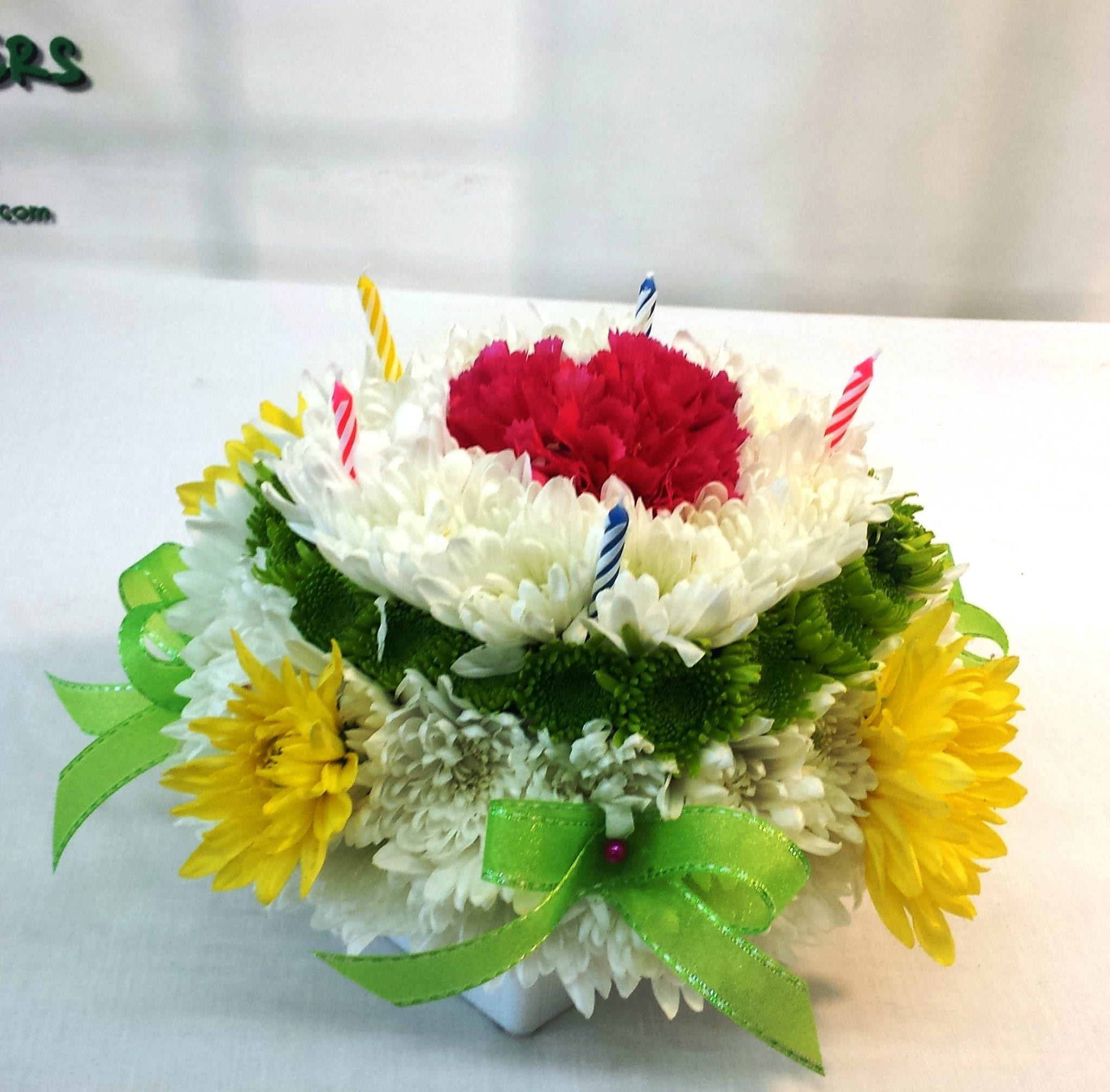 Same Day Birthday Cake Delivery
 SAME DAY DELIVERY Birthday Flower Cake Green and Yellow