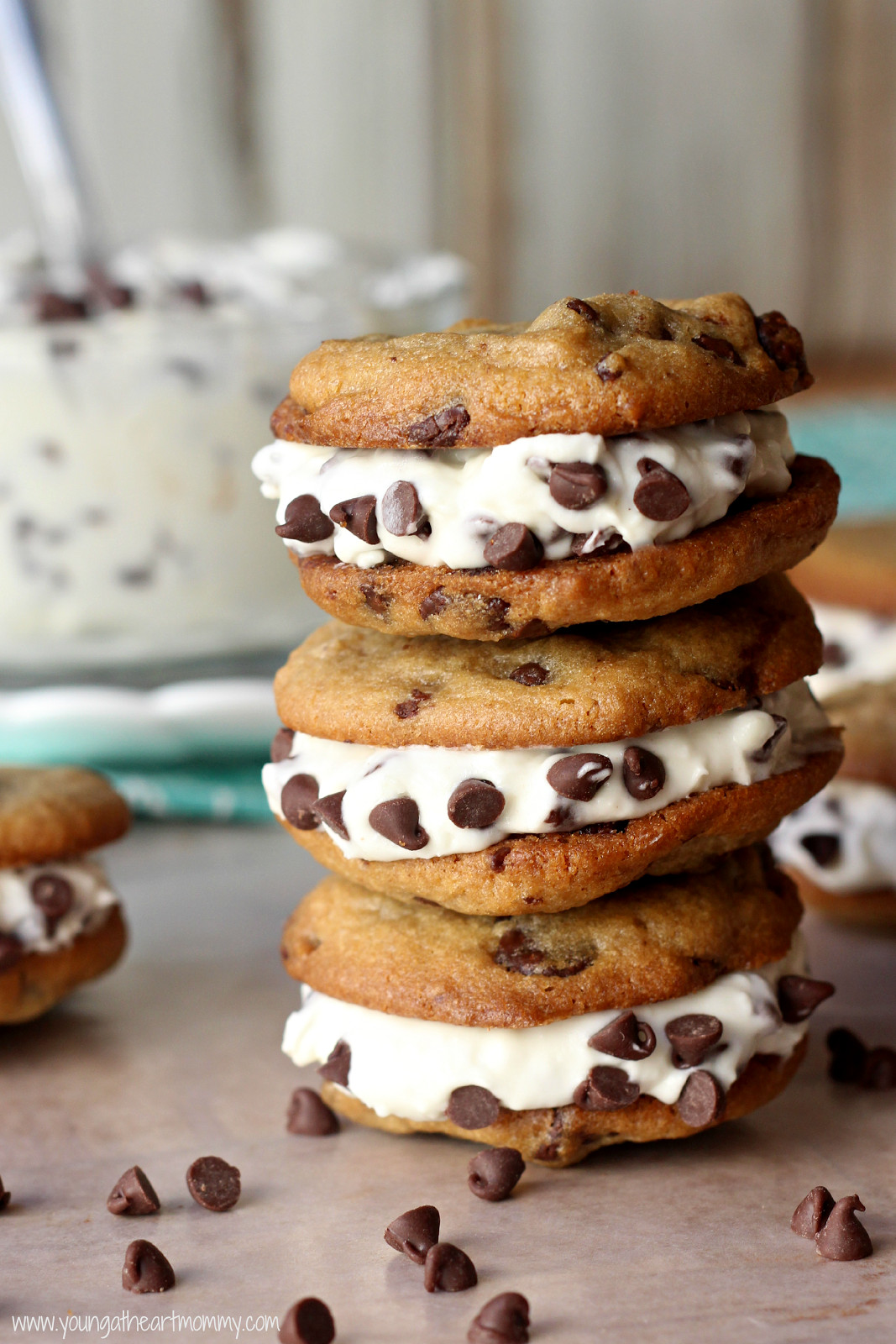 Sandwich Cookies Recipes
 Chocolate Chip Cheesecake Cookie Sandwiches Young At