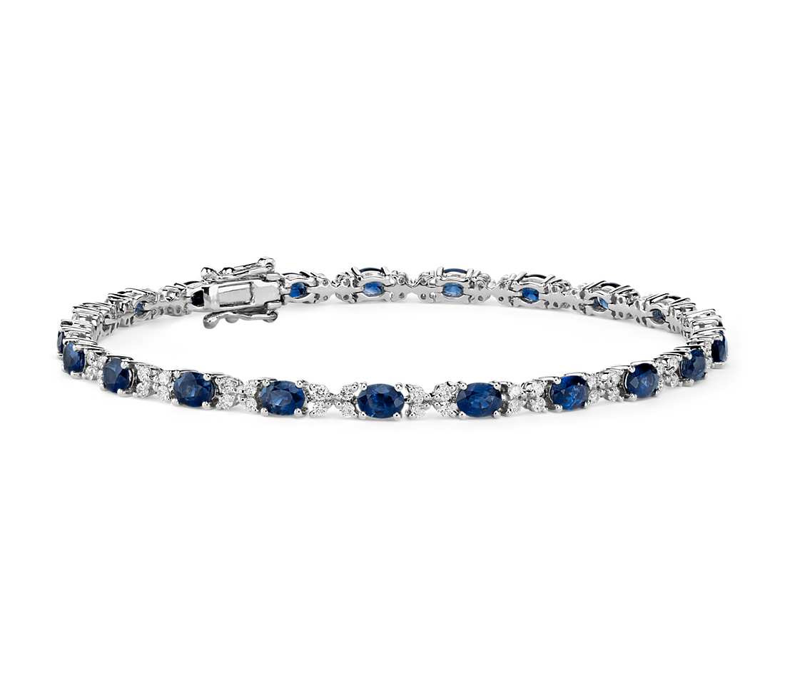 Sapphire And Diamond Bracelet
 Sapphire and Diamond Bracelet in 14k White Gold 4x3mm