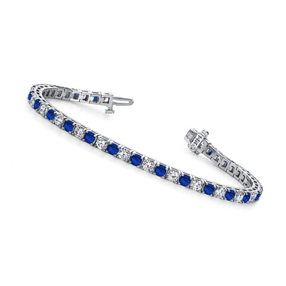 Sapphire And Diamond Bracelet
 10 00 ct La s Round Cut Diamond And Sapphire Tennis