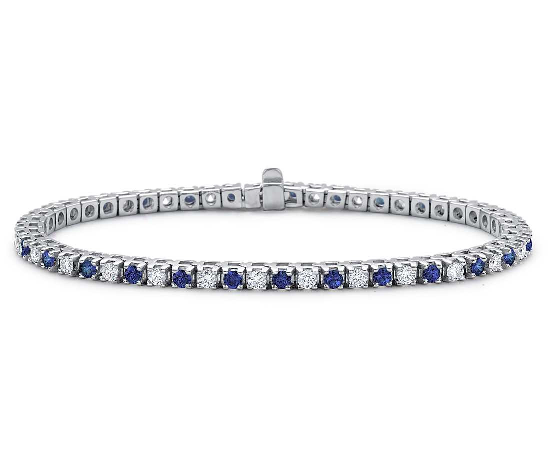 Sapphire And Diamond Bracelet
 Sapphire and Diamond Bracelet in 18k White Gold 1 1 2 ct