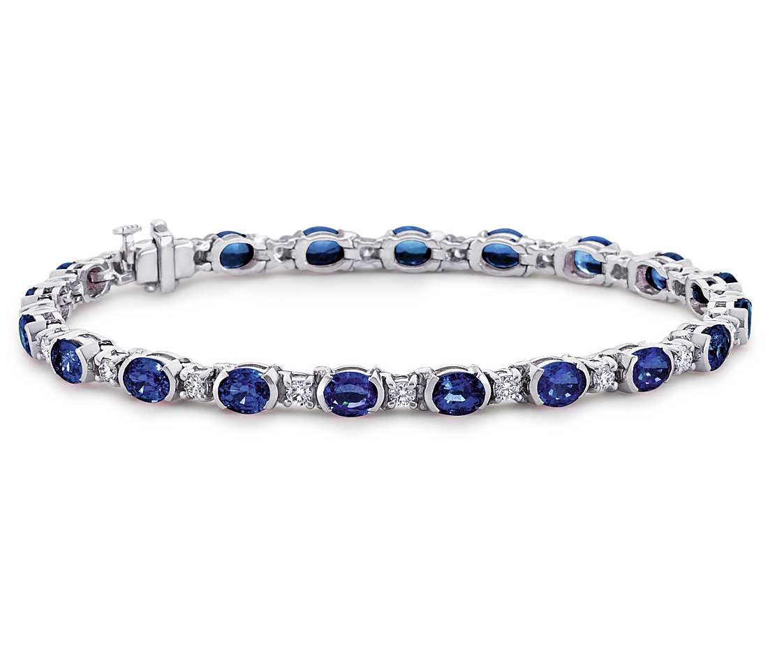 Sapphire And Diamond Bracelet
 Oval Sapphire and Diamond Semi Bezel Set Bracelet in 18k