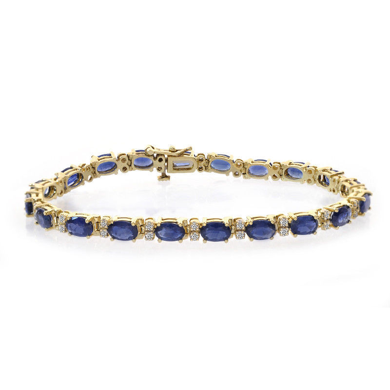 Sapphire And Diamond Bracelet
 0 40 Carat Diamond and 11 00 Carat Sapphire 14k Yellow