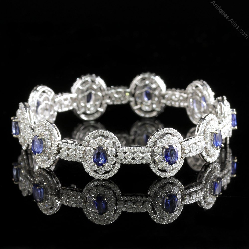 Sapphire And Diamond Bracelet
 Antiques Atlas Sapphire Diamond Bracelet 10ct Diamonds
