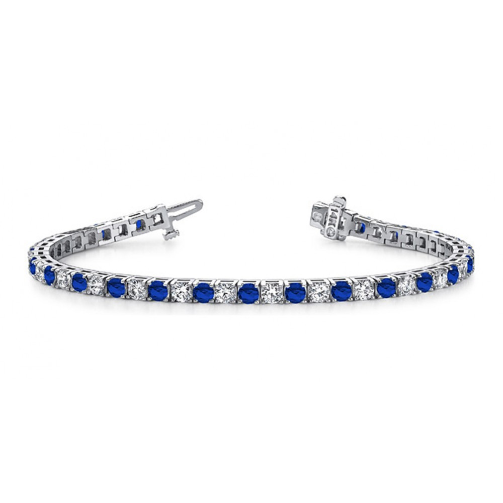 Sapphire And Diamond Bracelet
 10 00 ct La s Round Cut Diamond And Sapphire Tennis