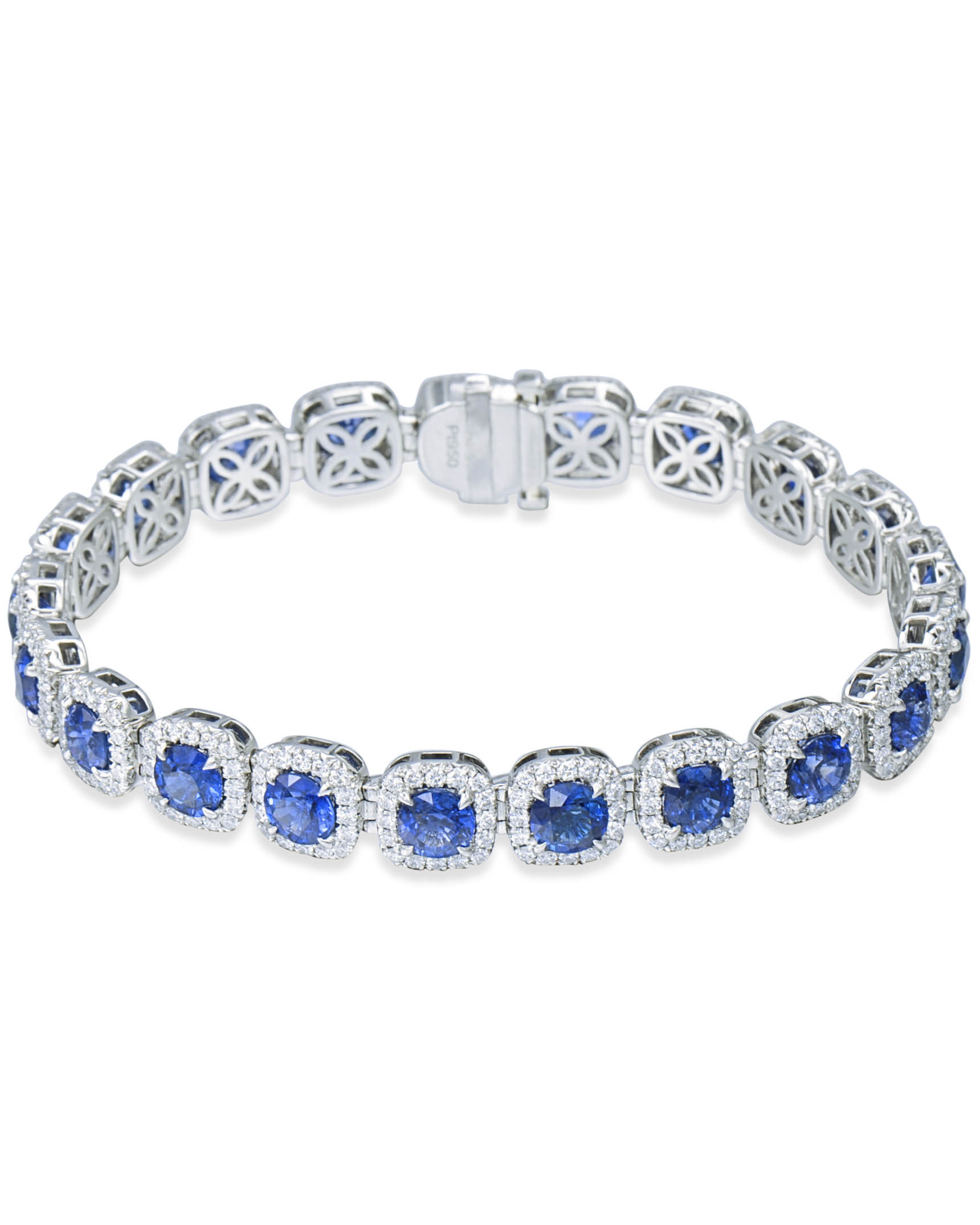 Sapphire And Diamond Bracelet
 Round Sapphire and Diamond Halo Bracelet Turgeon Raine