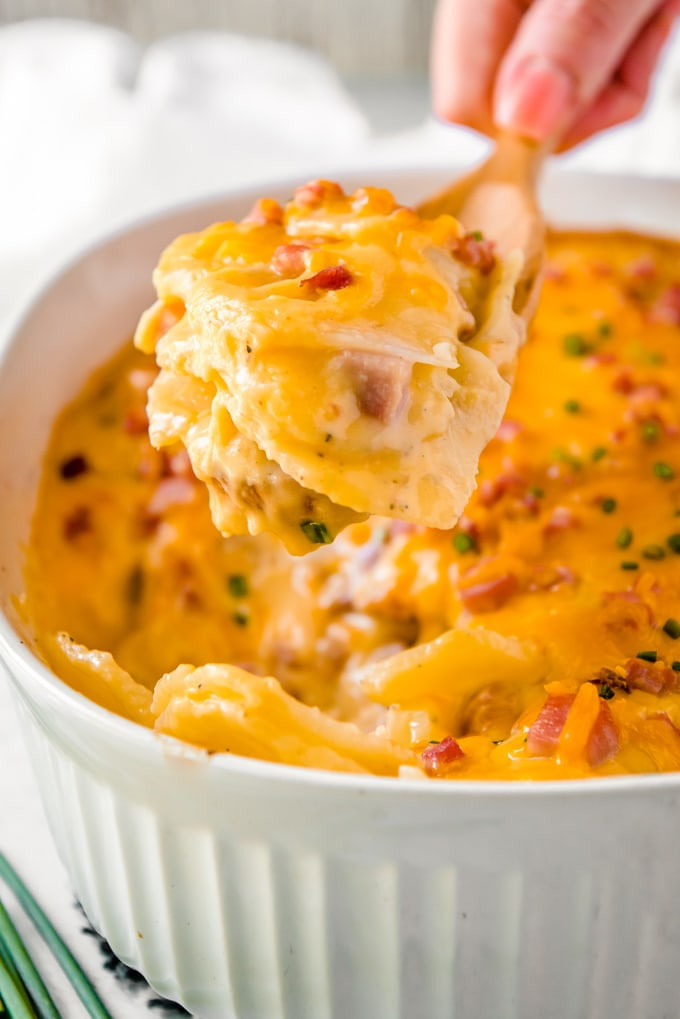 Scalloped Potatoes And Ham For Two
 Cheesy Scalloped Potatoes and Ham Recipe