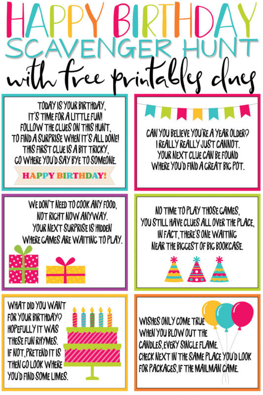 Scavenger Hunt Birthday Party Ideas
 A Super Fun Birthday Scavenger Hunt Free Printable