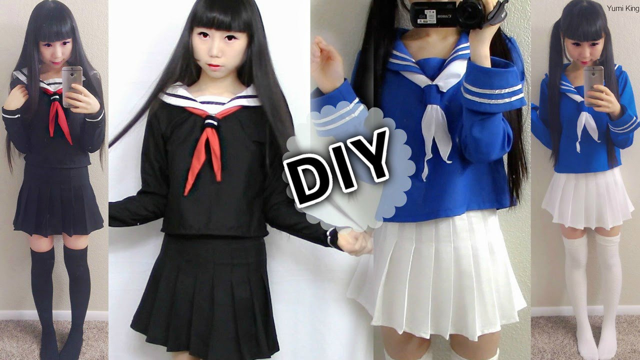 School Girl Costume DIY
 DIY Japanese Anime School Uniform DIY Easy Long Sleeve