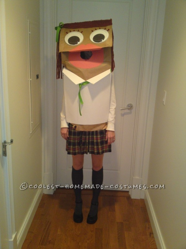 School Girl Costume DIY
 Original and Inexpensive School Girl Paper Bag Puppet Costume