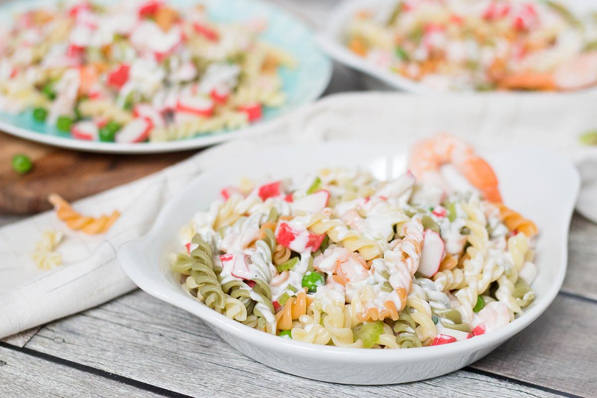 Seafood Pasta Salad
 Seafood Pasta Salad Recipe w Crab Meat & Shrimp