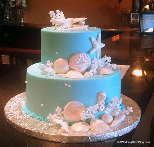 Seashell Wedding Cake
 Teal Sea Shell Wedding Cake for a Key West Destination