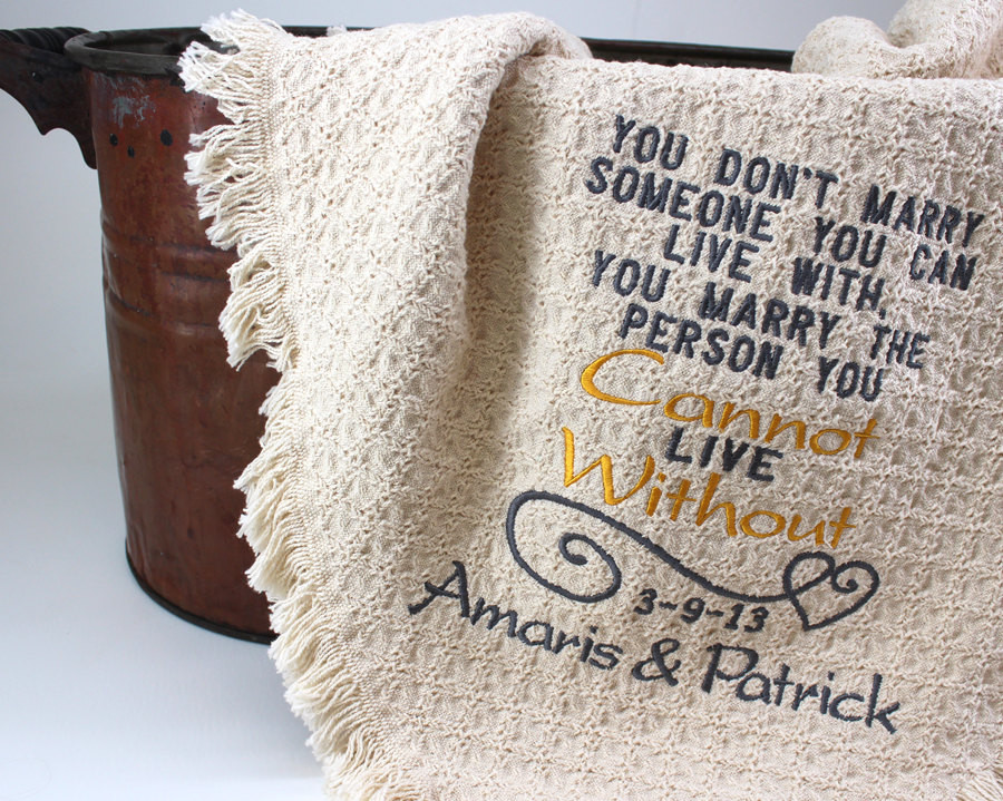 Second Anniversary Cotton Gift Ideas
 2nd Anniversary Cotton Gift Personalized Embroidered Throws