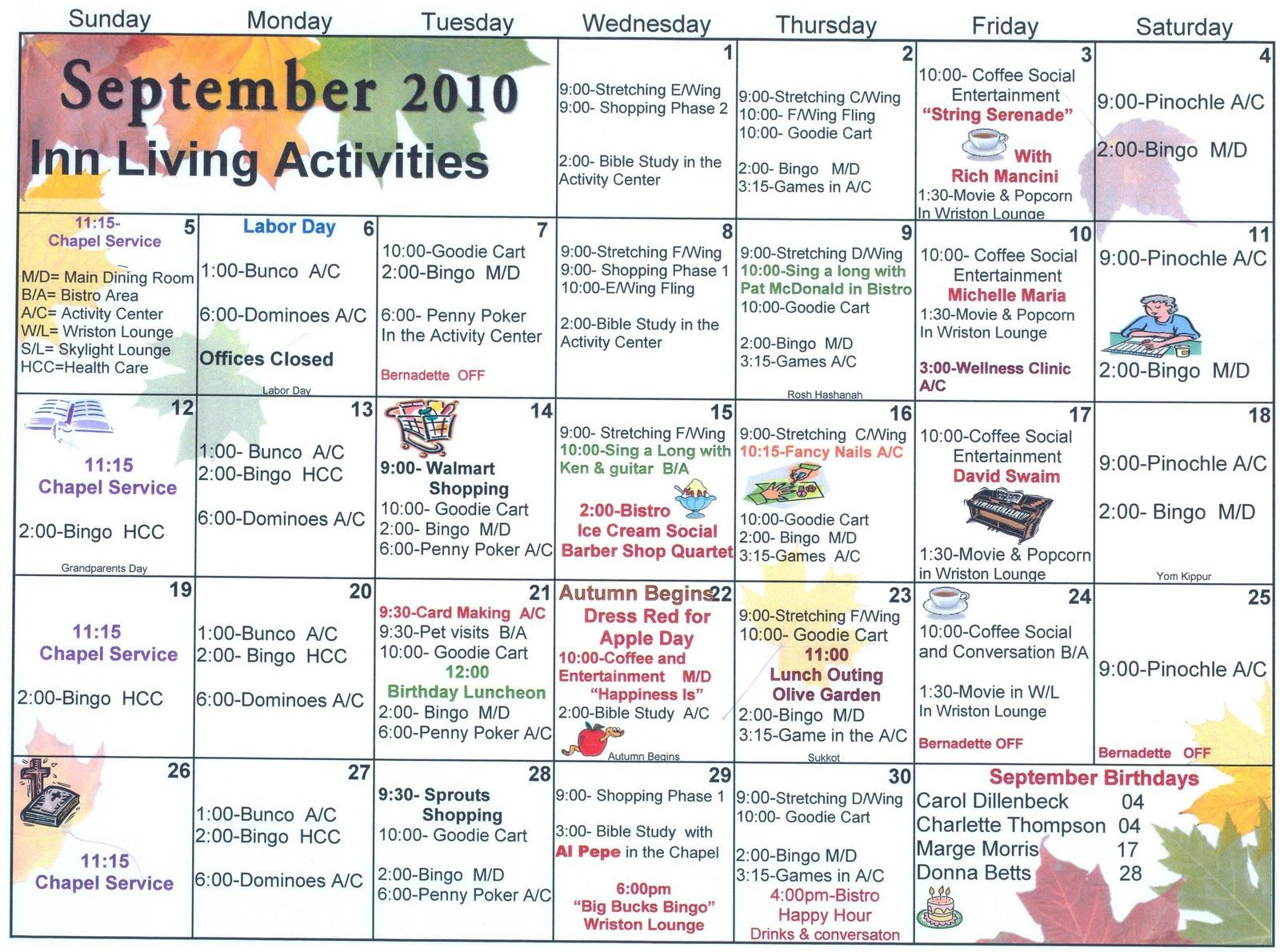 September Themes For Adults
 September Assisted Living Activities With images