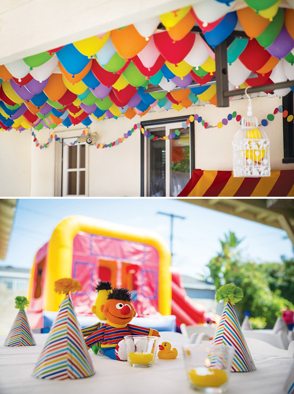 Sesame Street Birthday Party Decorations
 Adorable  Backyard Sesame Street First Birthday Party