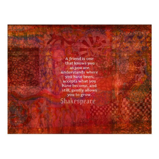 Shakespeare Quotes Friendship
 Shakespeare FRIENDSHIP Quote Postcard