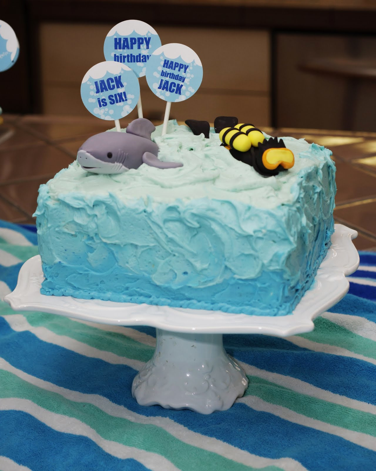 Shark Birthday Cakes
 Sneak Peek Printable SCUBA & Shark Birthday Party Paper