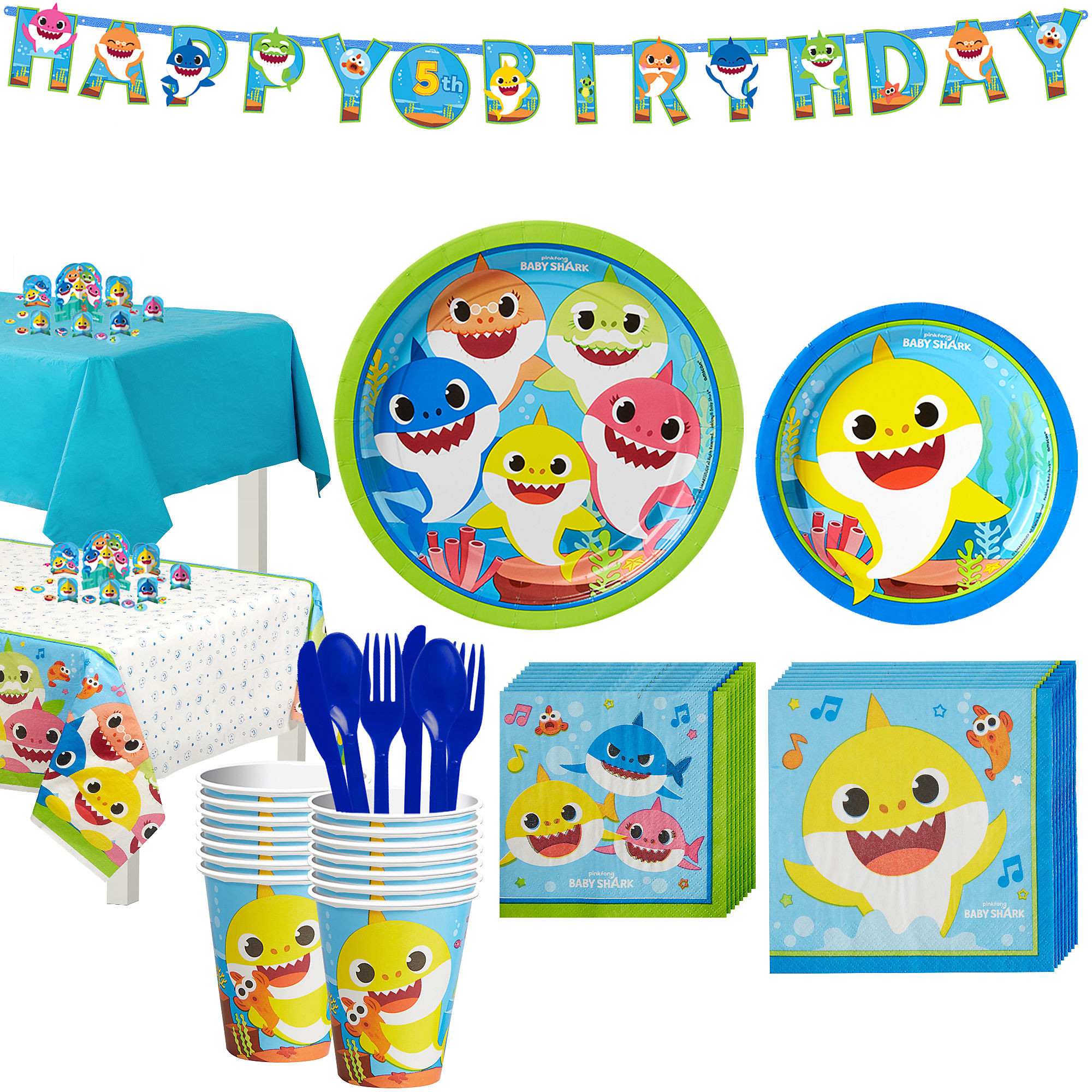 Shark Birthday Party Supplies
 Party City Baby Shark Birthday Party Tableware Supplies