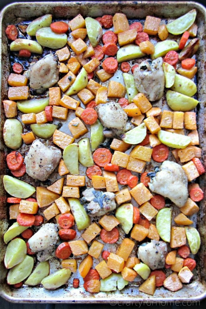 Sheet Pan Chicken Thighs And Veggies
 Sheet Pan Chicken Thighs With Root Ve ables