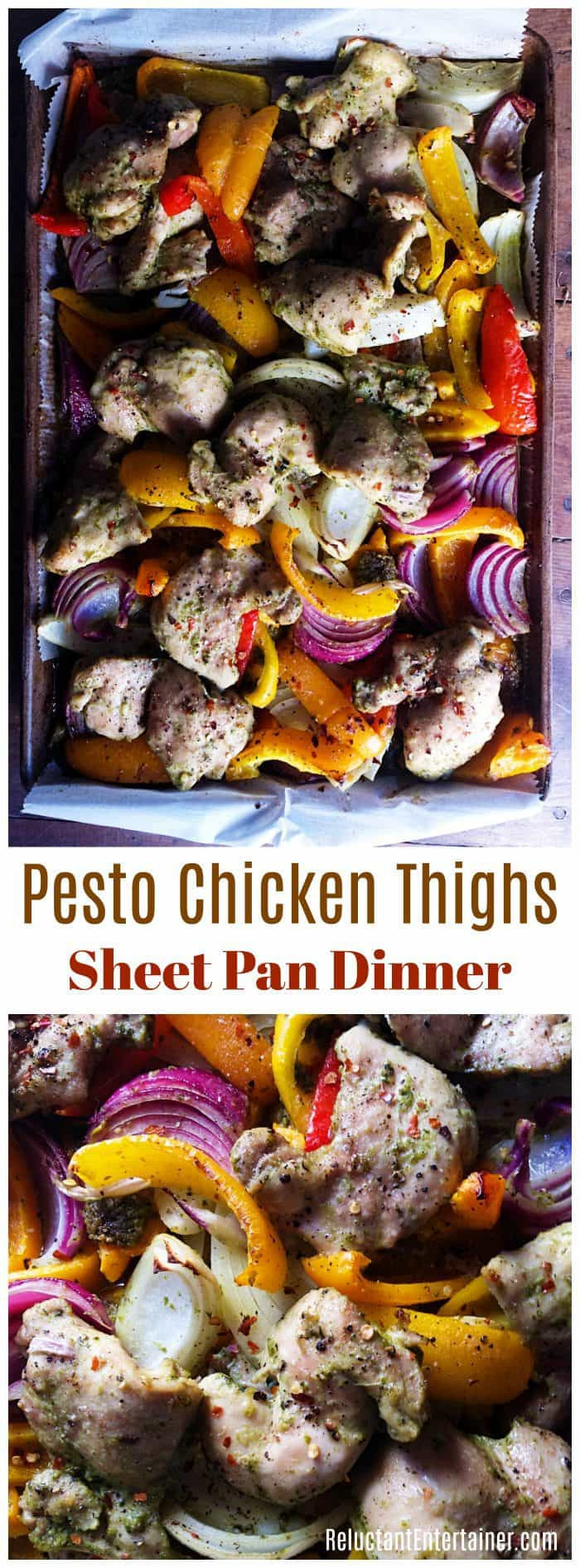 Sheet Pan Dinners Chicken Thighs
 Pesto Chicken Thighs Sheet Pan Dinner Reluctant Entertainer