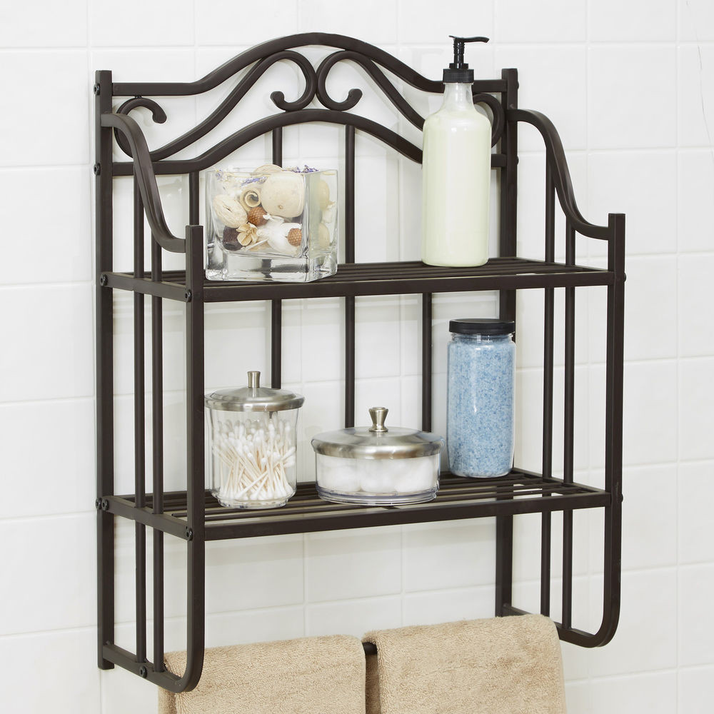 Shelves For Bathroom Wall
 Vintage Bathroom Wall Shelf Antique Storage Metal Shelves