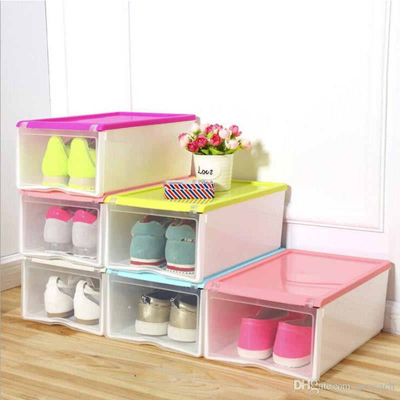 Shoe Box Organizer DIY
 2018 Diy Candy Color Durable Translucent Plastic Shoe