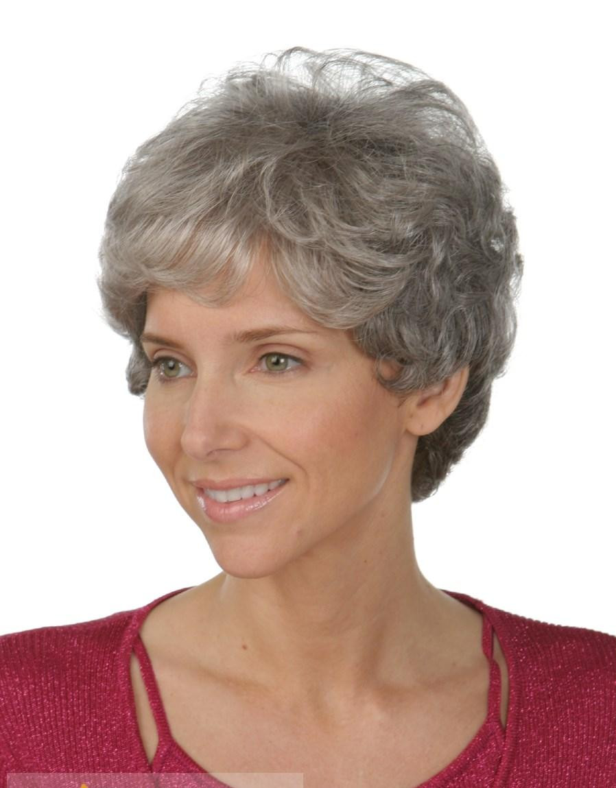 Short Curly Gray Hairstyles
 Human Hair Gray Short Wavy Curly Full Lace Wigs