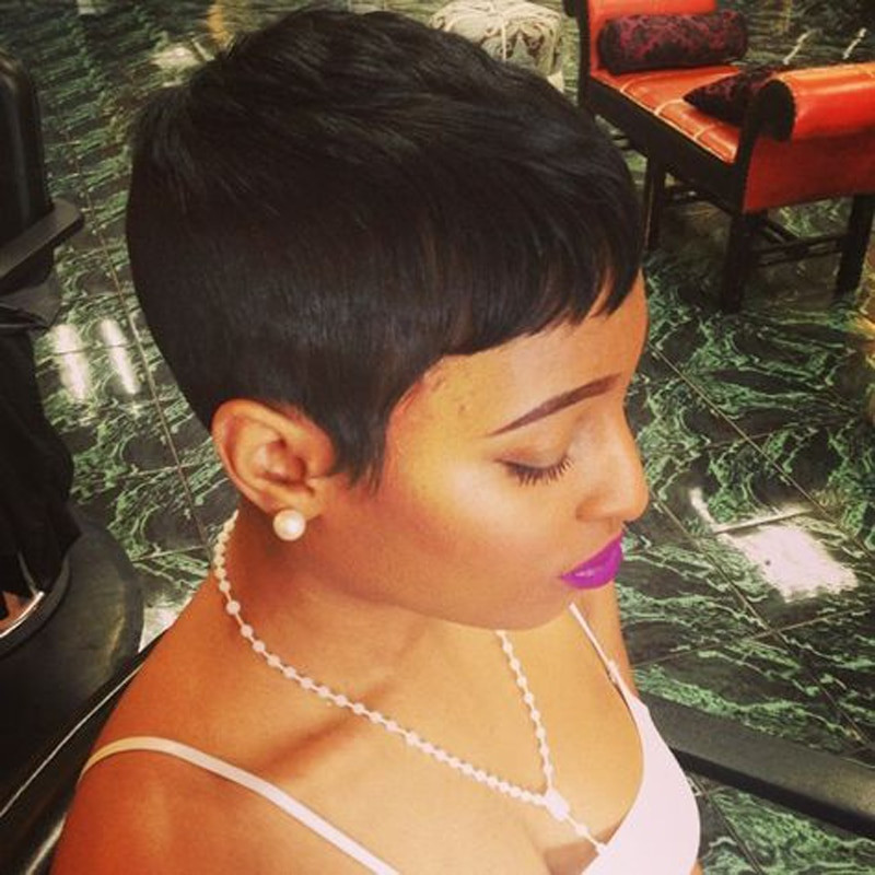 Short Hairstyles Wigs African American
 African American Short Black Pixie Cut Wig Human Brazilian