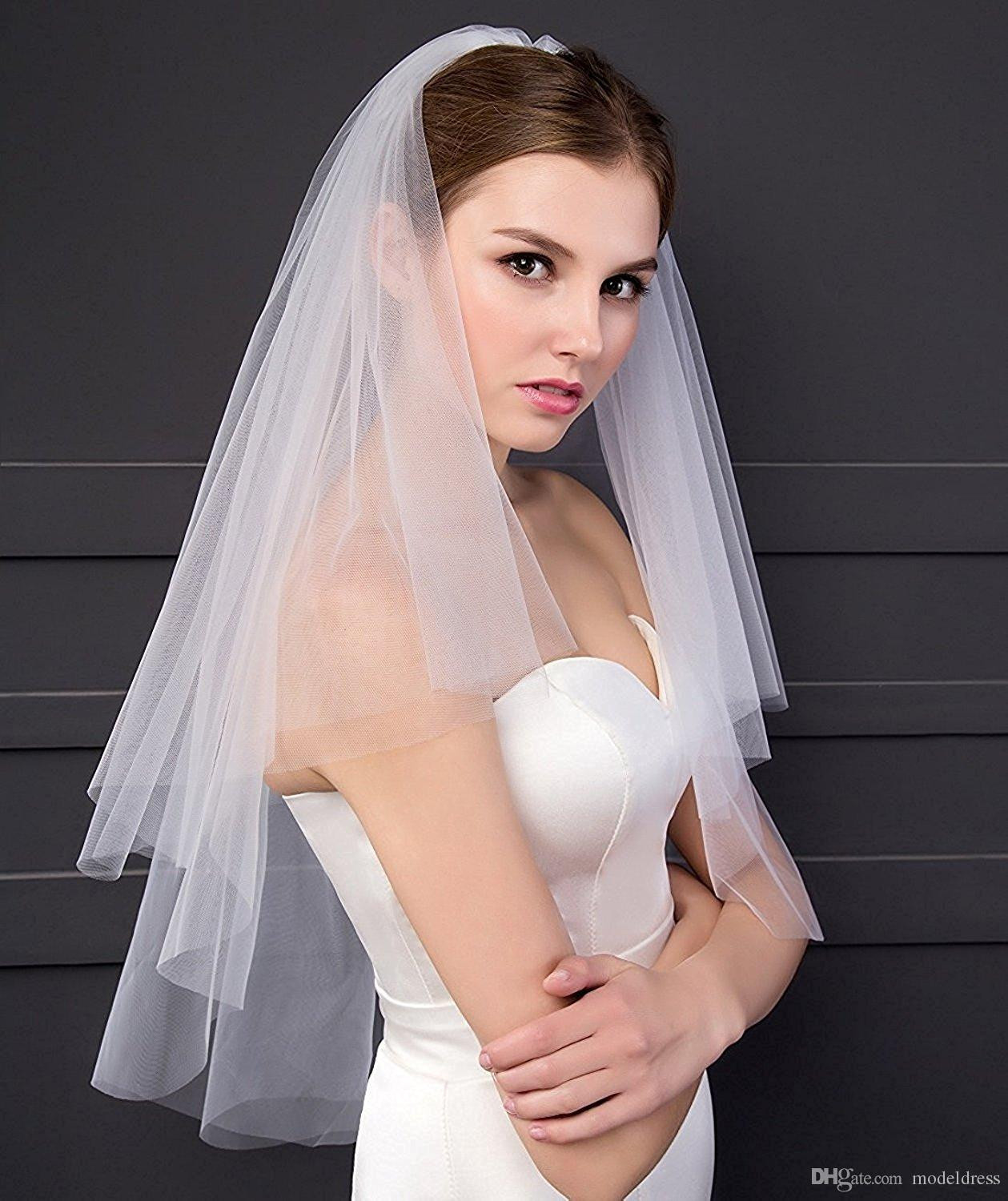 Short Ivory Wedding Veils Uk
 2018 New Short Bridal Veils With b Soft Tulle White