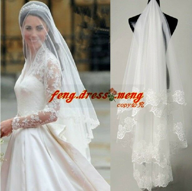 Short Ivory Wedding Veils Uk
 New Short Long White Ivory Lace Wedding Veil Bridal Veils