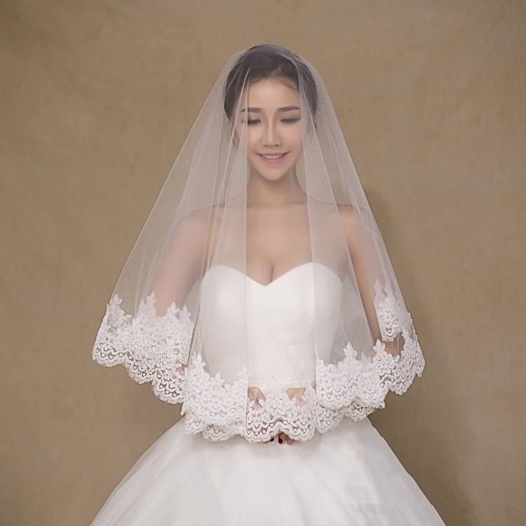 Short Ivory Wedding Veils Uk
 In Stock e Layered Lace Tulle Short Bridal Veils 2020
