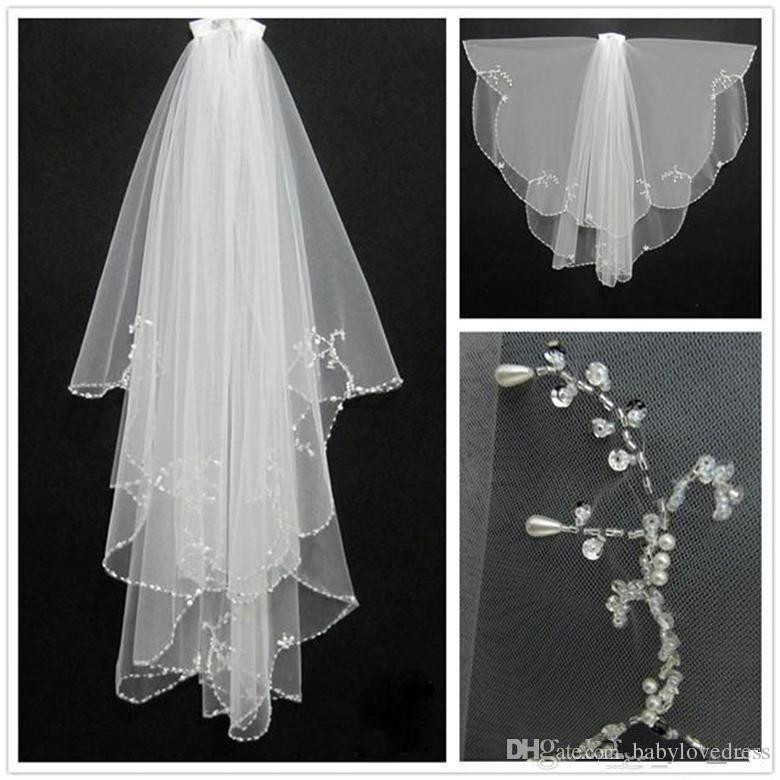 Short Ivory Wedding Veils Uk
 Hot Sale Fashion White Ivory 2019 Short Two Layers Bridal