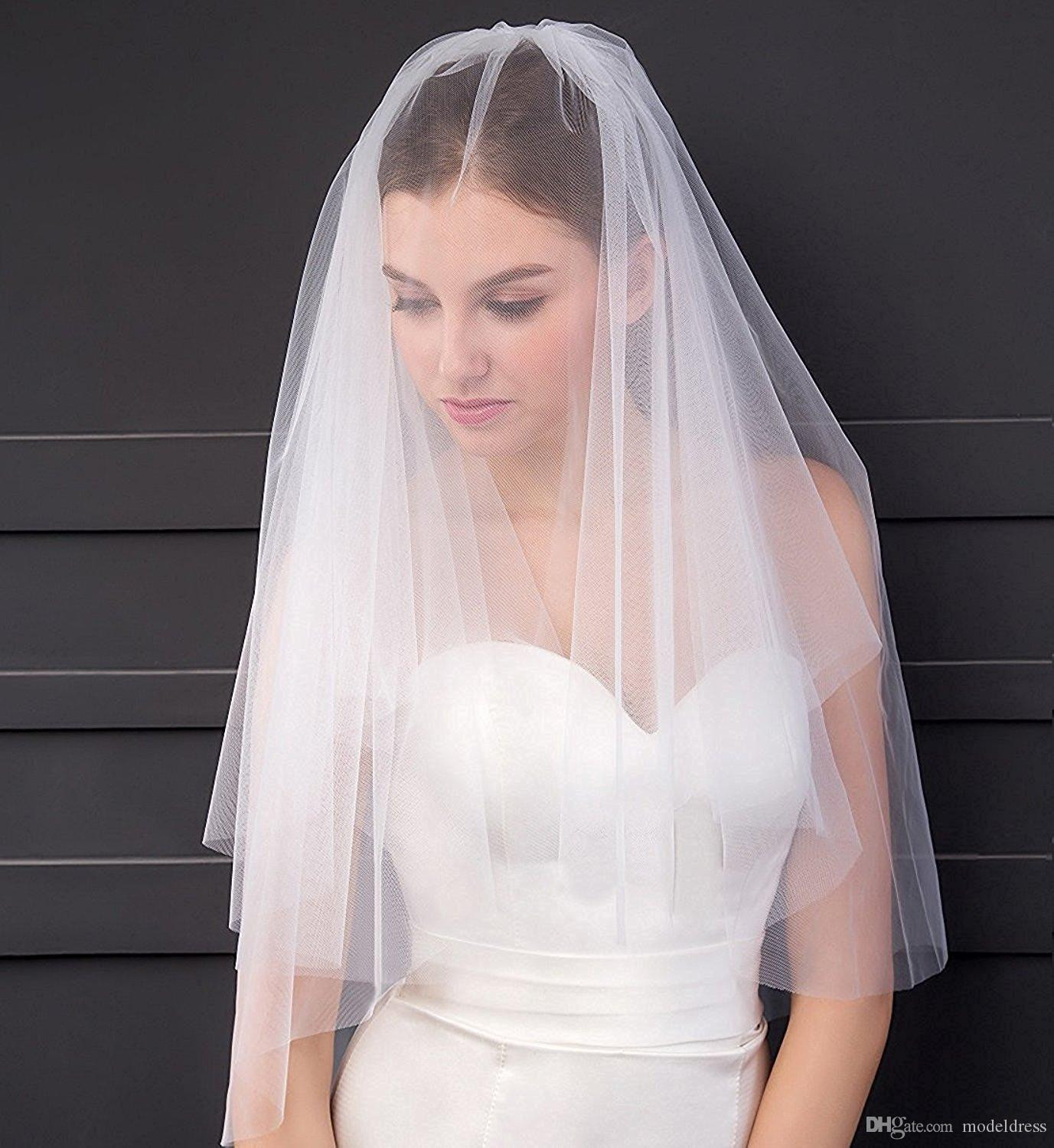 Short Ivory Wedding Veils Uk
 2018 New Short Bridal Veils With b Soft Tulle White