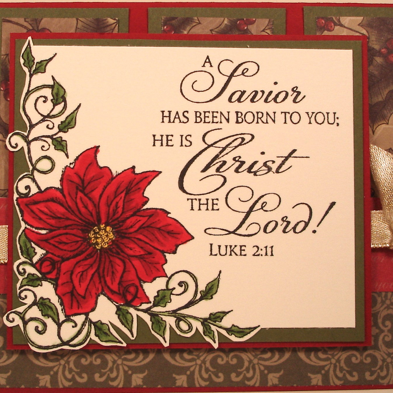 Short Religious Christmas Quotes
 Religious Christmas Card with Bible Verse and Poinsettia