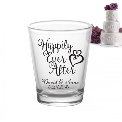 Shot Glass Wedding Favors
 Happily Ever After Add Your Name Wedding Shot Glass Favors