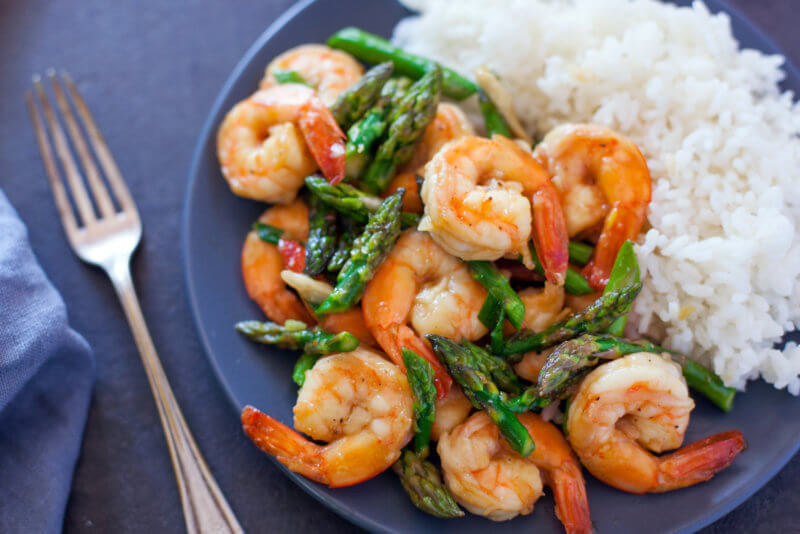Shrimp And Asparagus Stir-Fry
 Shrimp and Asparagus Stir Fry in Under 30 Minutes