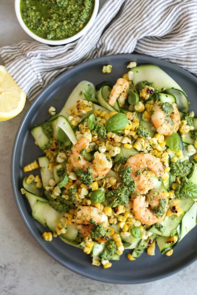 Shrimp And Kale Salad
 Grilled Corn and Zucchini Salad with Shrimp and Kale