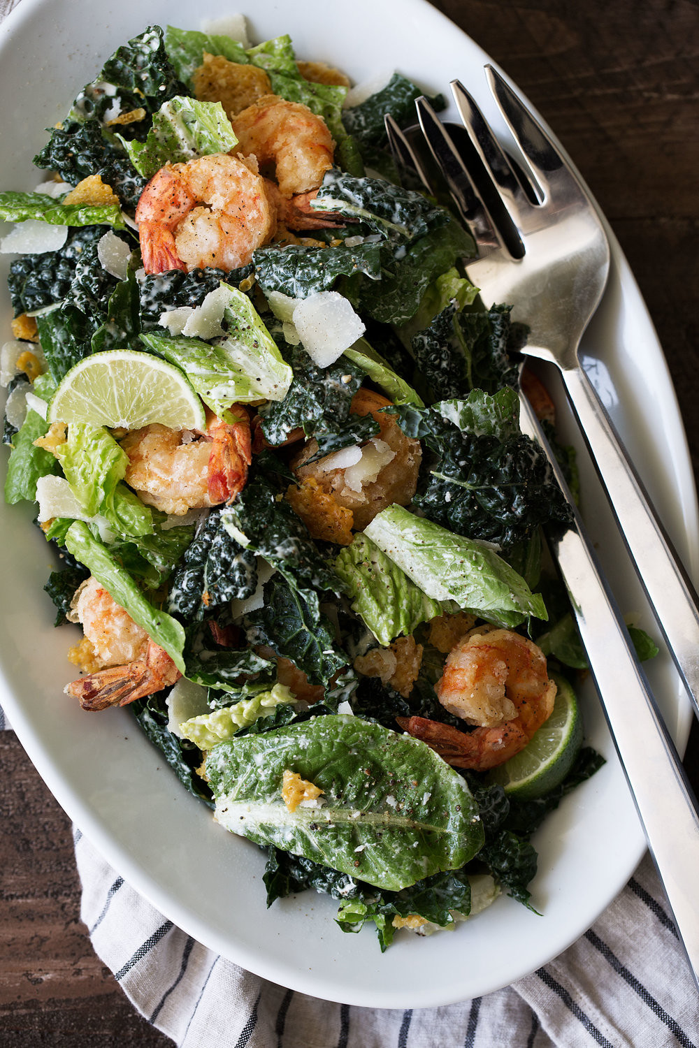 Shrimp And Kale Salad
 Kale Caesar Salad with Lime & Crispy Shrimp — Cooking with