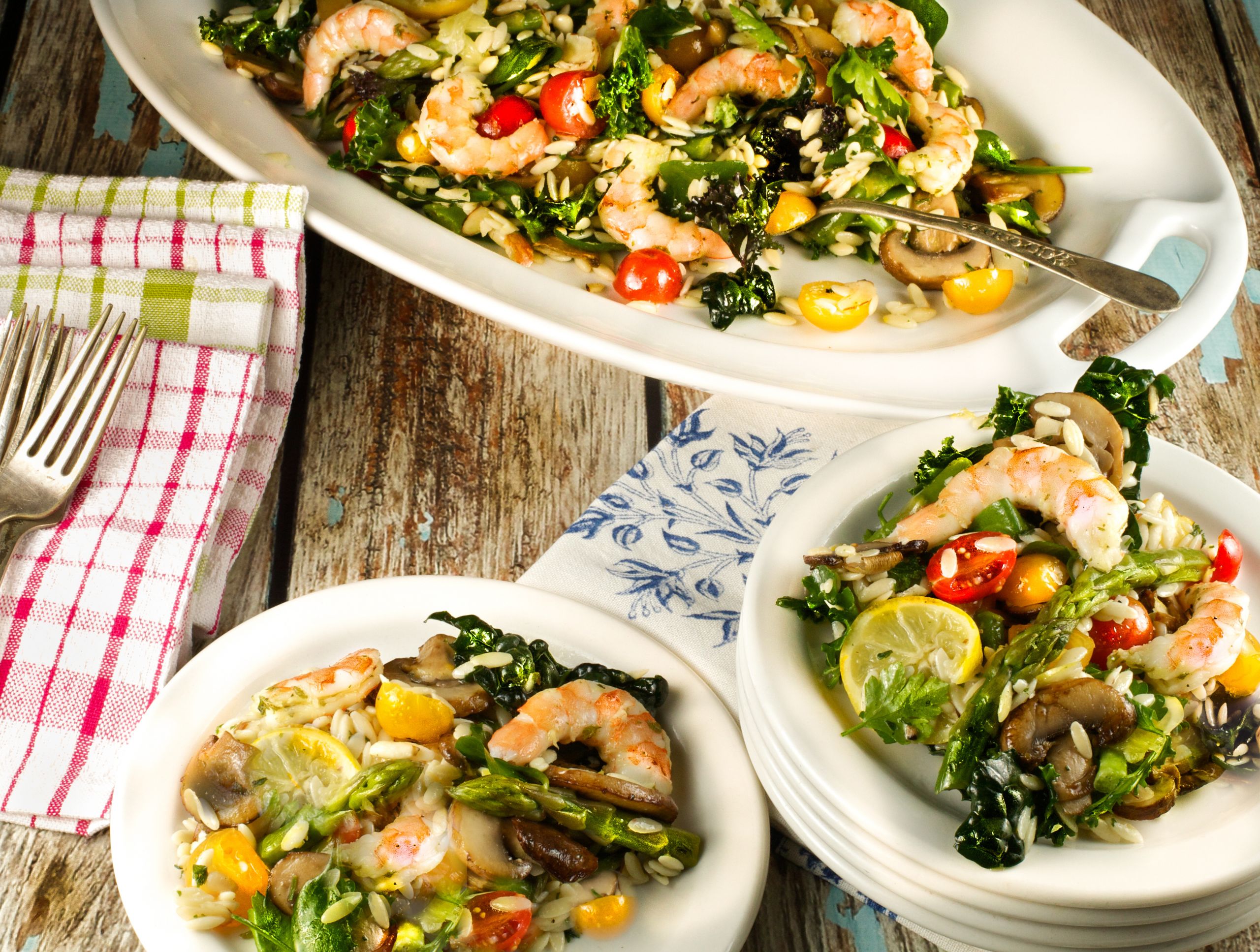 Shrimp And Kale Salad
 Orzo Shrimp and Kale Salad is a new Cajun dish featuring
