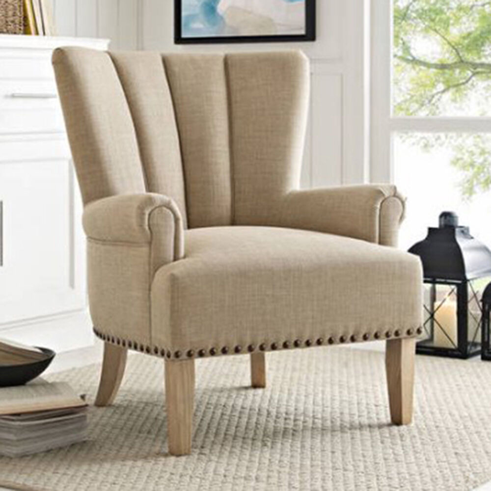 Side Chairs Living Room
 Chair Accent Upholstered Beige Living Room Furniture Seat