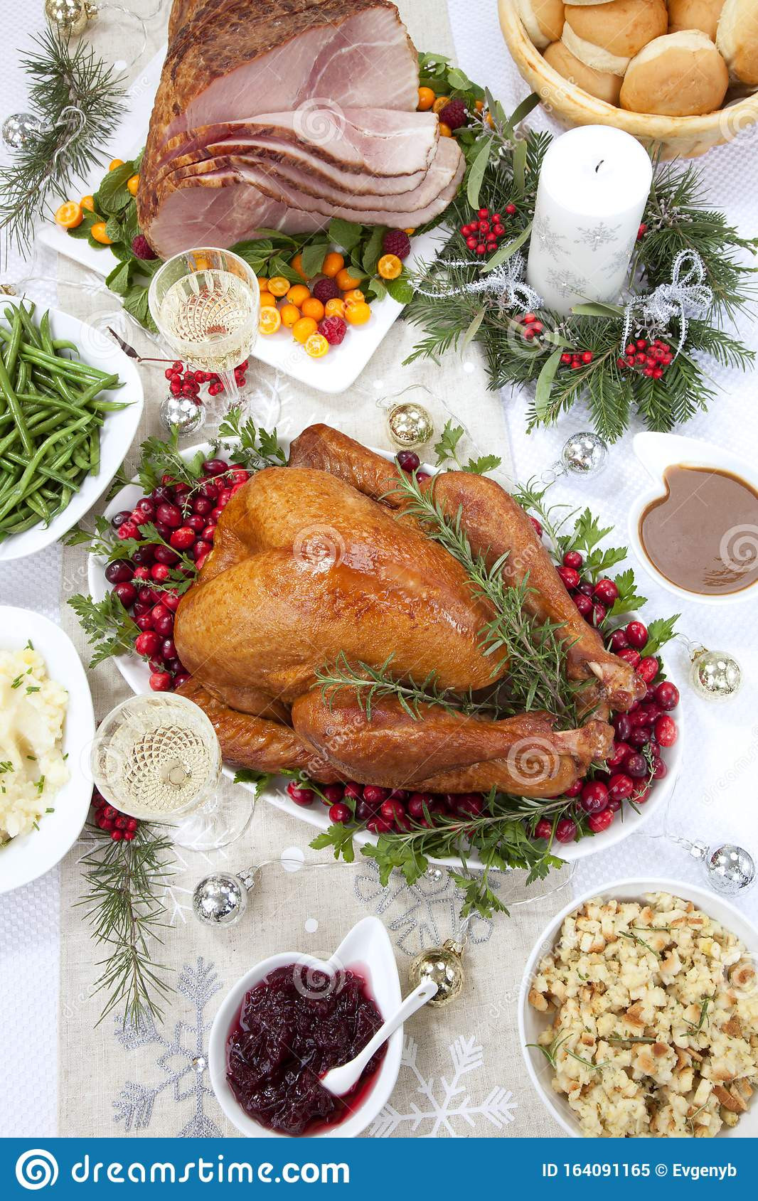 Side Dishes For Smoked Turkey
 Christmas Smoked Turkey And Ham Stock Image Image of