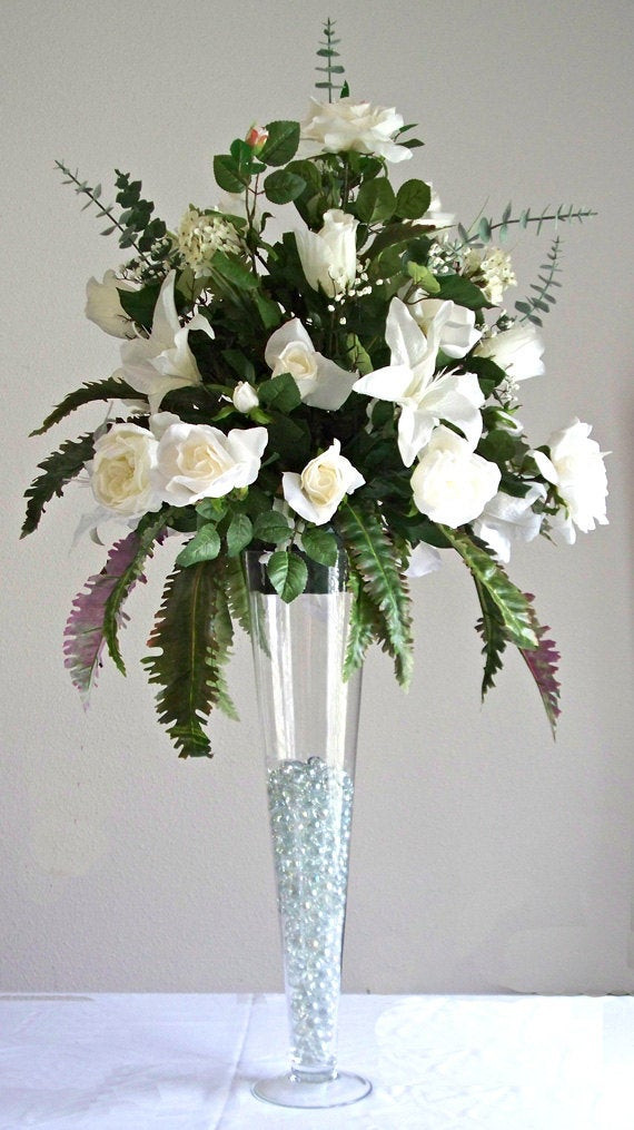 Silk Flower Wedding Centerpieces
 Elegant Wedding Reception Table Silk Flower by