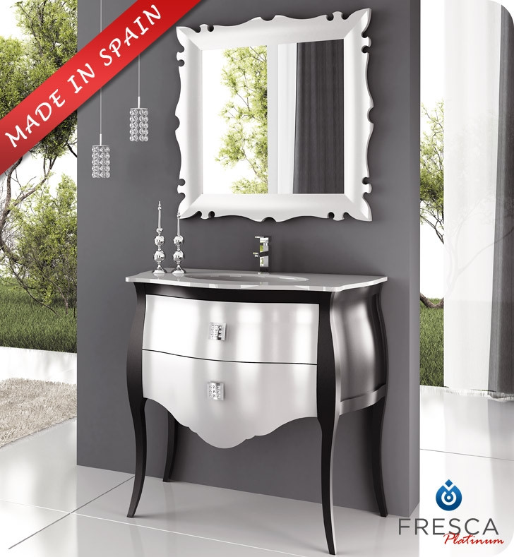 Silver Bathroom Vanity
 Fresca Platinum FPVN7514SL BL Paris 35" Glossy Silver
