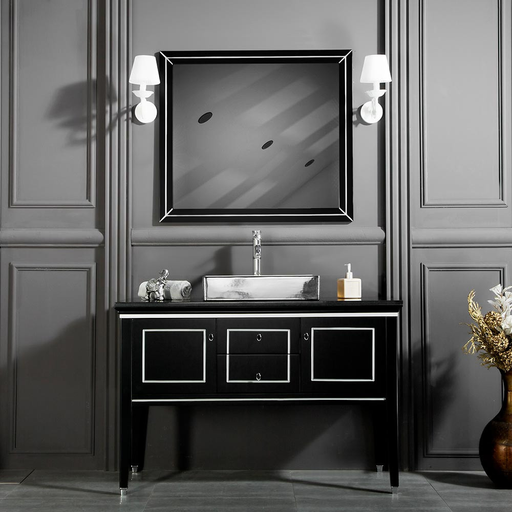 Silver Bathroom Vanity
 Trenton 48 inch Black Silver Bathroom Cabinet