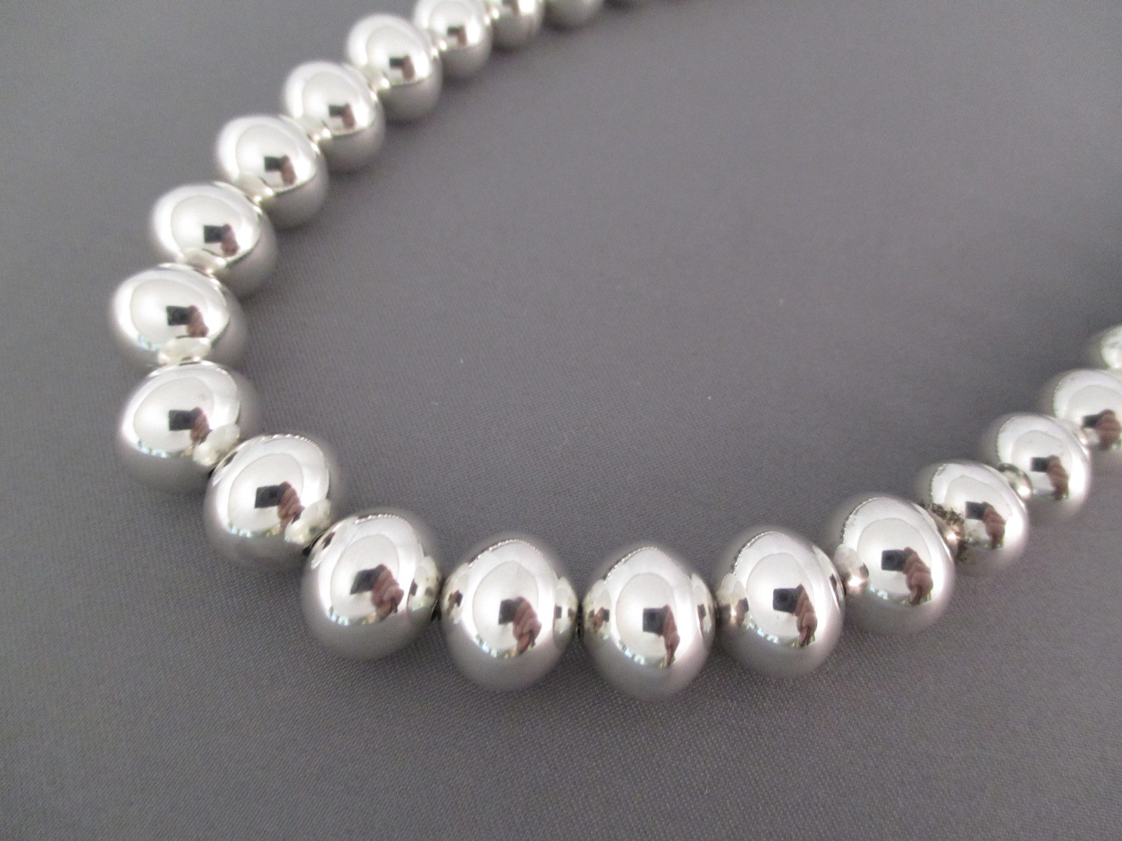 Silver Bead Necklace
 Short Sterling Silver Bead Necklace