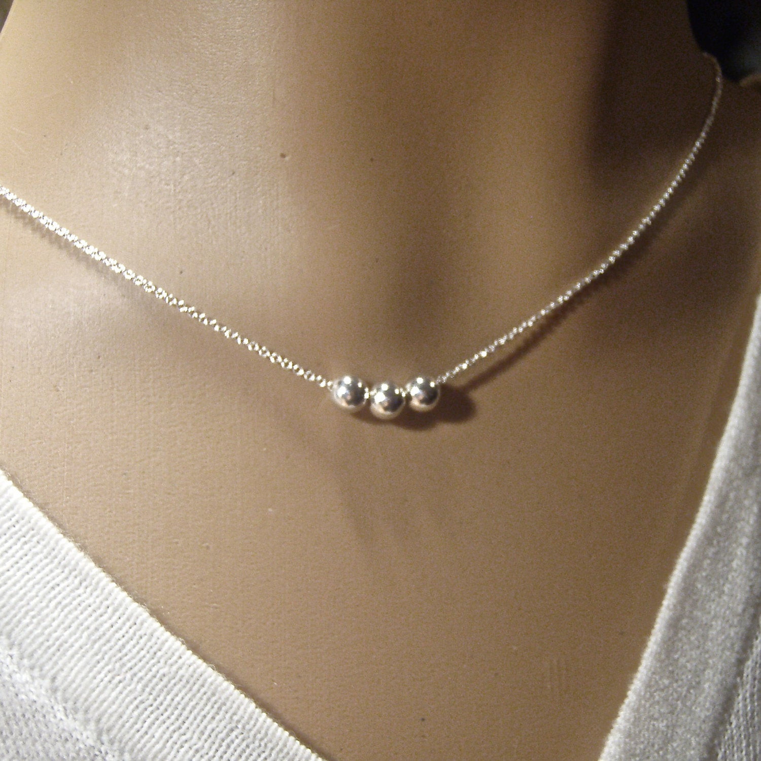 Silver Bead Necklace
 Silver bead necklace Danity silver ball necklace Sterling