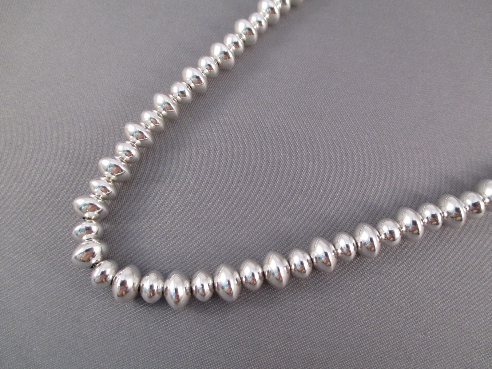 Silver Bead Necklace
 Polished Sterling Silver Bead Necklace by Al Joe Two