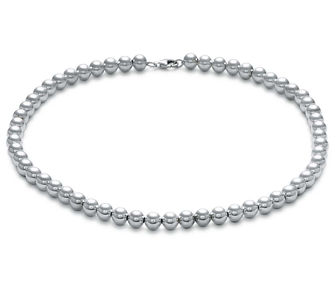 Silver Bead Necklace
 Beads Necklace in Sterling Silver 8mm